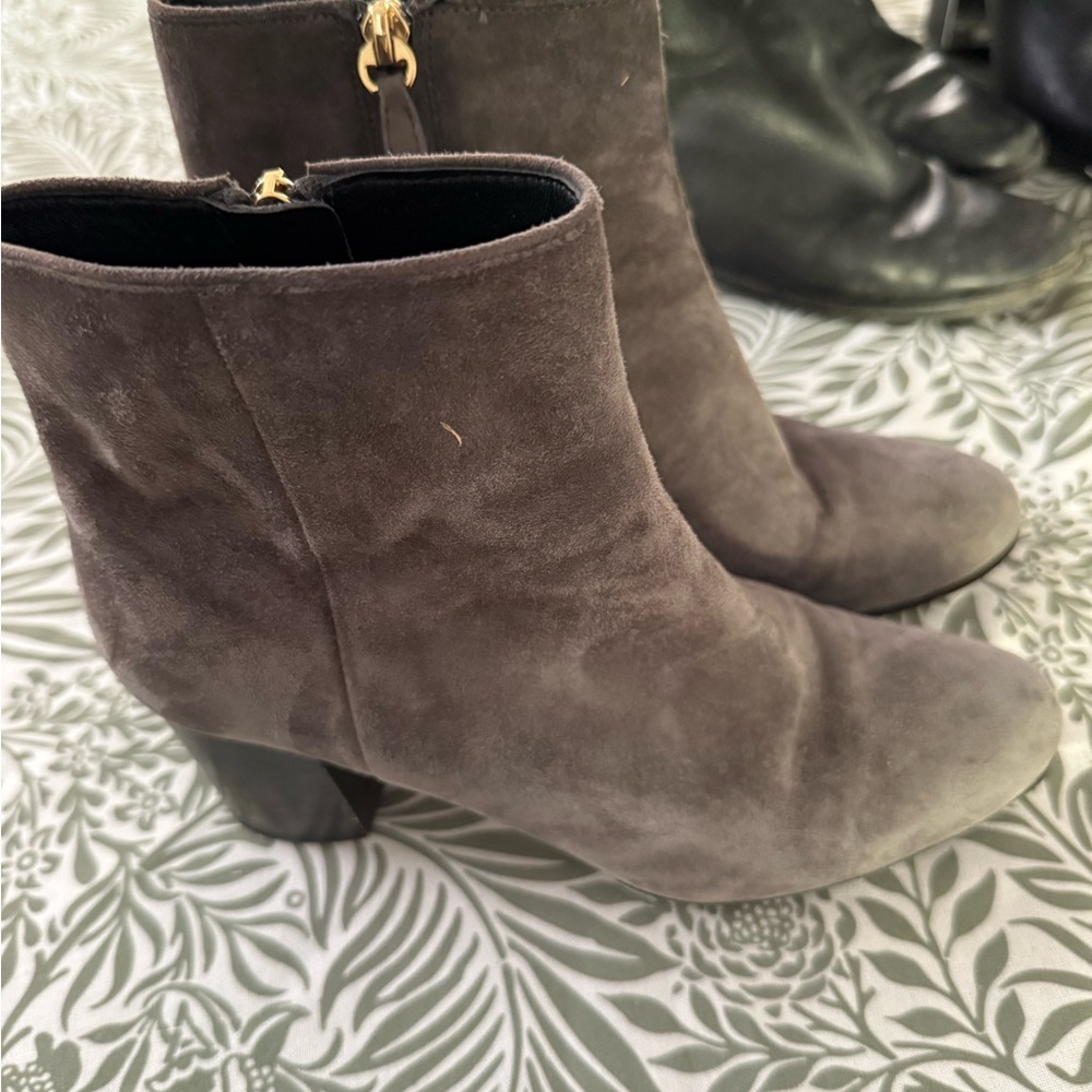 Diane Von Furstenberg Charcoal Suede Ankle Boots
